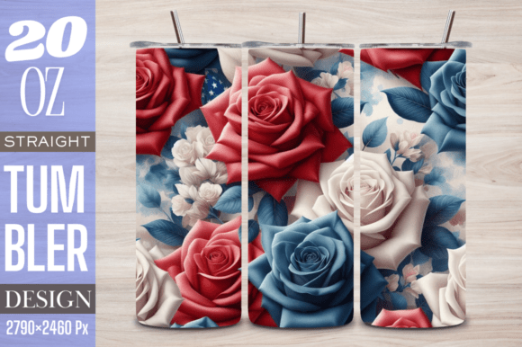 4th of July Roses 20 Oz Skinny Tumbler