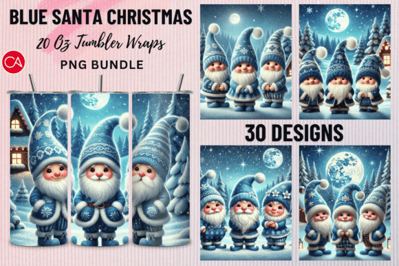 Blue Santa Christmas Tumbler Wrap Bundle: Elevate Your Holiday Craft Business