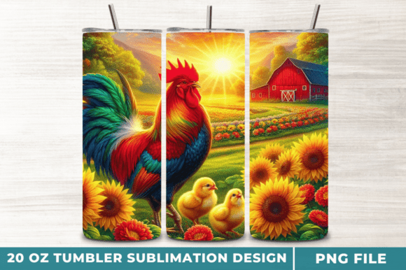 Bringing Nature to Your Drinkware: The Sunflowers Chicken 20 Oz Skinny Tumbler Sublimation Wrap