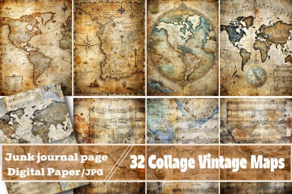 Collage Vintage Maps Junk Journal Pages: A Practical Resource for Creators