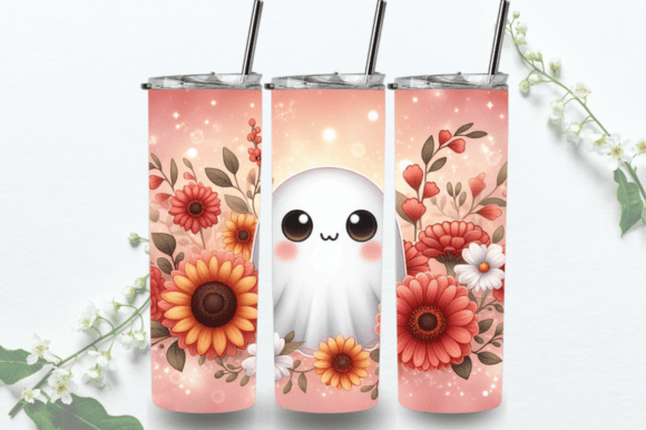 Cute Ghost Flowers 20 Oz Tumbler Wraps