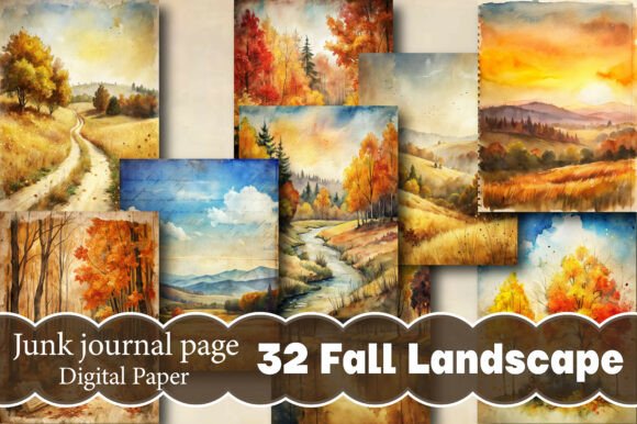 Fall Landscape Junk Journal Pages
