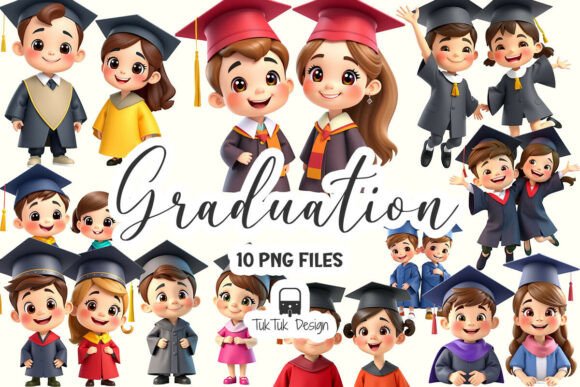Graduation Kids Clipart PNG Illustration: Elevating Celebrations with 3D Design