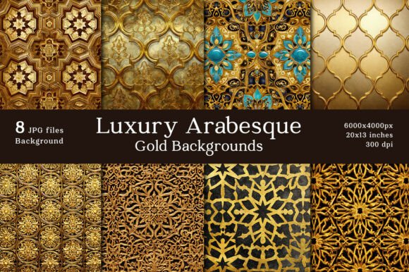 Redefining Opulence: How 8 Luxury Arabesque Textured Gold Backgrounds Transform High-End Design