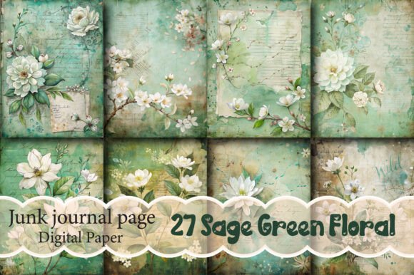 Sage Green Floral Journal Backgrounds