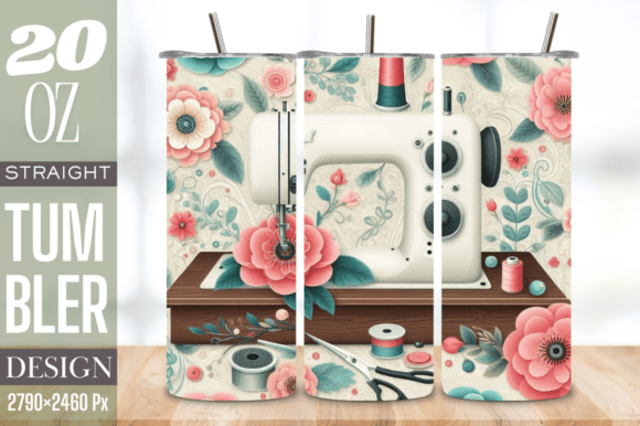 Sewing Machine Flower 20 Oz Tumbler Wrap