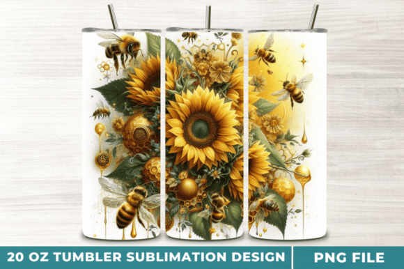 Sunflower Bee 20 Oz Skinny Tumbler Wraps