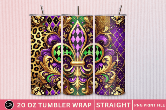 Transforming Drinkware: The Art of De Lis Mardi Gras Skinny Tumbler Wraps and Sublimation Design