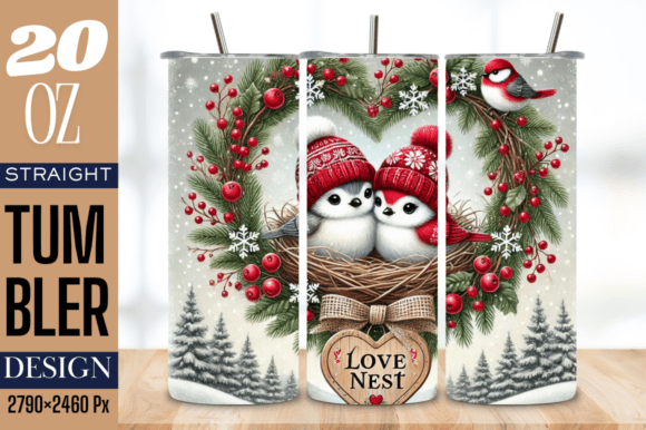 Valentine's Love Nest Birds 20oz Tumbler Wrap