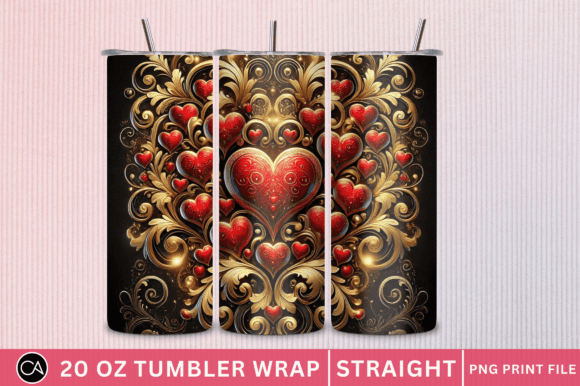 Valentines Day Hearts 20 Oz Tumbler Wrap