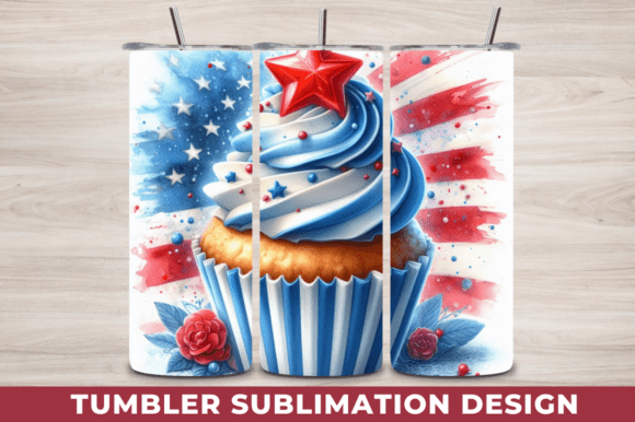 Watercolor 4th of July Cupcake Tumbler: A Fresh Take on Patriotic Drinkware