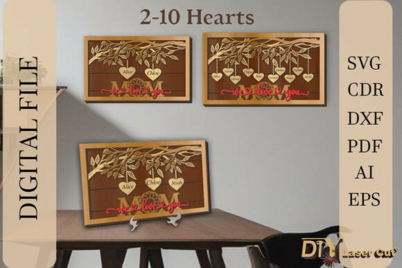 We Love Mom Layered Family Tree Frame